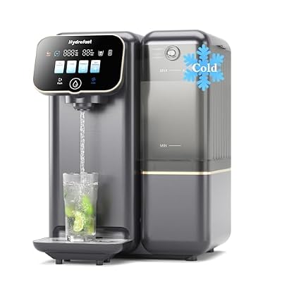 Hydrofast Cold Water Reverse Osmosis Water Filter Countertop, Remineralization & pH Balance UV 6 Stage RO Filtration System, Portable Water Purifier, 3:1 Pure to Drain, No Installation, C100