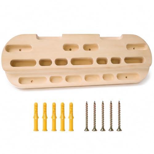 Wooden Climbing Hangboard Portable Fingerboard for Rock Climbing&Bouldering Grip Strength Training Hangboard Finger Strengthener with Mounting Screw Wall Mounted Climbing Holds