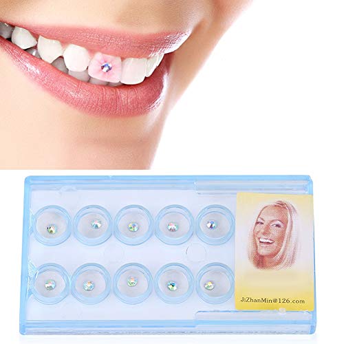 Gema de joias de dente 10 peças, decoração cristalina clara de diamante artificial de pedra de decoração de prego de dente dental(Vistoso)