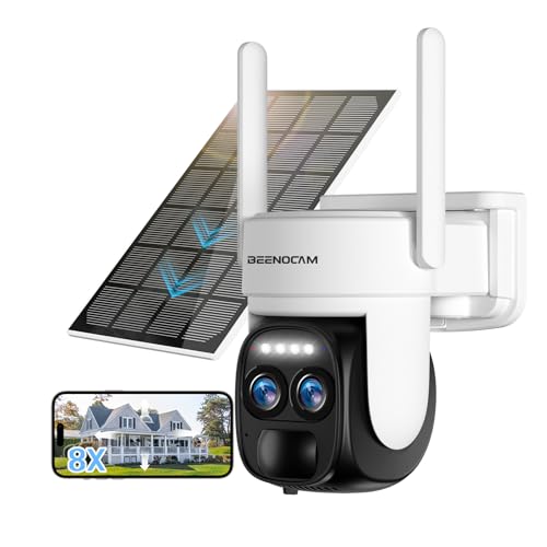[8X Zoom Hybride] 4K 5Dbi Camera Surveillance WiFi Exterieure sans Fil Solaire,360°PTZ Caméra IP...