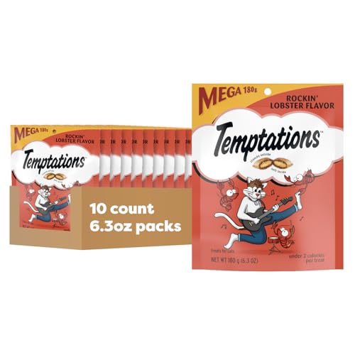 Temptations Classic Crunchy and Soft Cat Treats, Rockin' Lobster Flavor, 6.3 oz. Pouch (Pack of 10)