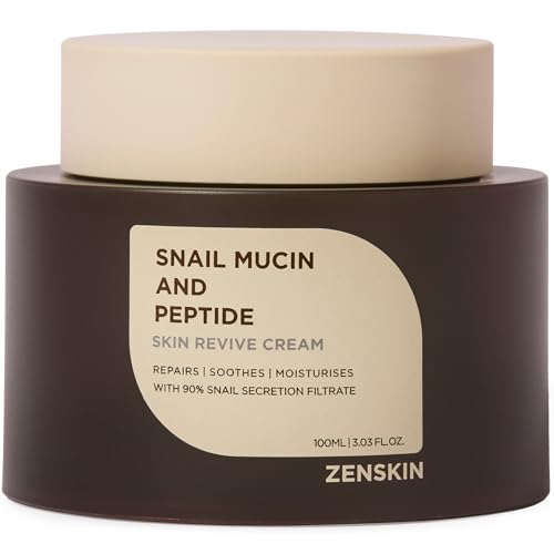 ZENSKIN Snail Mucin and Peptide Skin Revive Cream | Deep Hydration Anti-Aging Firming Moisturizer with 90% Snail Mucin & 5 Peptides for Smooth Youthful Radiant Skin 100ml