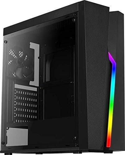 ATX Mid Tower Computer QST-28 Computer/PC Case with Full Acrylic Tinted Side Panel, Pre-Installed Two 120mm Fans, Black&Hellip