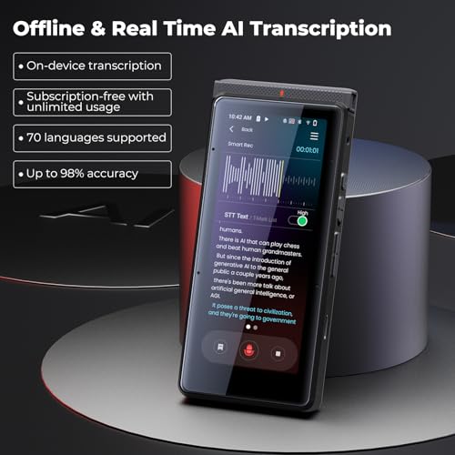 Image of Innioasis PR1 AI Voice Recorder, Transcription & Translation with AI, 3.99 inch 64GB Smart Summarize, Offline AI Processing Note Taker for Meeting & Lectures, Translation for Business Travel, Black