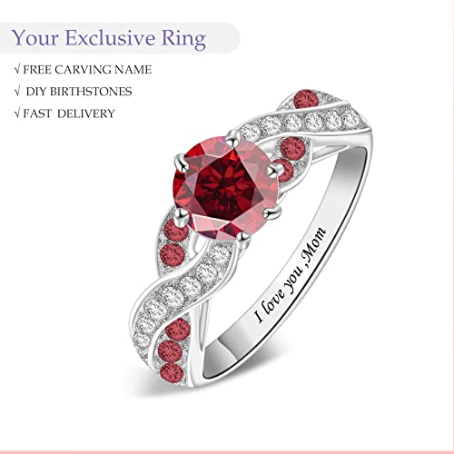 Orfande Custom Birthstone Ring For Mom Personalized Mothers Ring With Simulated Birthstone Customized I Love You Mom Mothers Day Rings (August) #TOP2