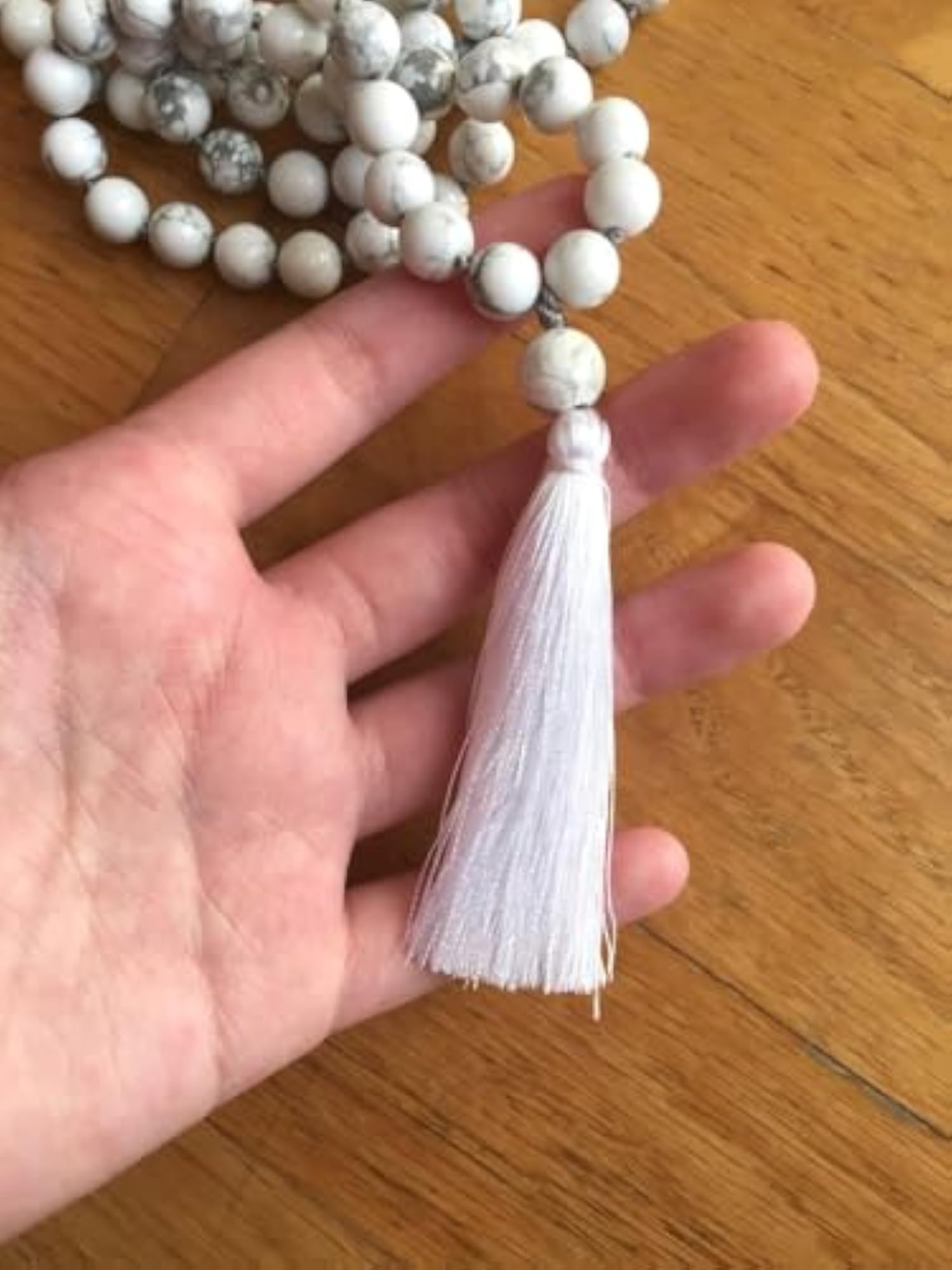 Natural Howlite 6MM Beaded Handmade Prayer Mala Necklace