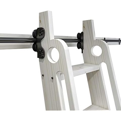 DIYHD 39-3/4" Stand Up Black Rolling Library Hardware,Telescope Sliding Top Roller,Floor Roller with Brake(No Ladder) Cover