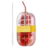 Botella de agua 2 en 1 con bandeja de hielo, botella reutilizable con popote integrado para una fácil hidratación, función de presión para liberar, diseño resistente a fugas para el hogar, cocina
