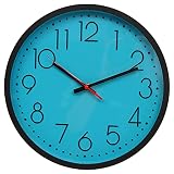 WINOMO Modern Round Plastic Wall Clock Silent Home Decorative Mute Wall Clock Easy to Read Office Cl