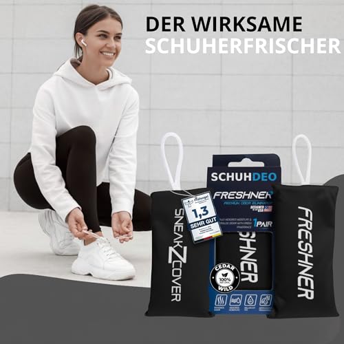 Freshner Schuhdeo gegen Fußgeruch und Schweißfüße | Geruchsentferner und hinterlässt einen frischen Duft | Für Arbeitsschuhe, Sport-Schuhe und Sneaker (Schwarz - Cedar Wild)