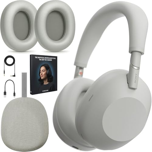 Sony WH1000XM6/S Best Wireless Noise Canceling Headphones, Platinum Silver Bundle with Deco Essentials Headphones Ear Pads Replacement Headset Ear Cushions and Deco Gear Unofficial Master Guide