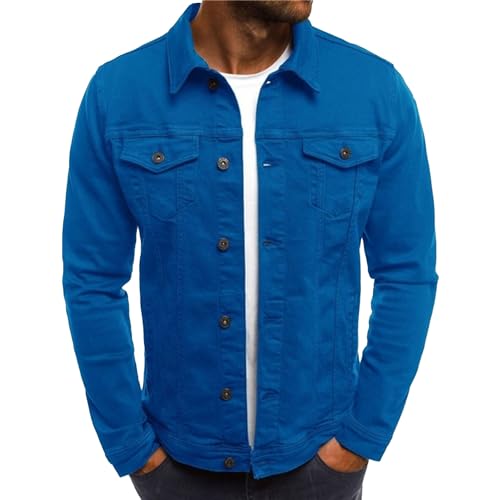 Manteau coupe slim en denim homme veste boutonnée camionneur casual