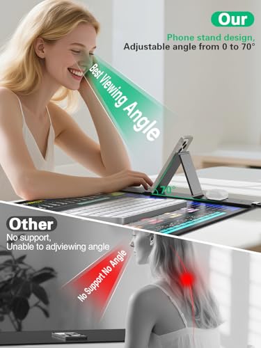 Image of Mouse Pad with Foldable Phone Holder, Wireless Charging Desk Mat 31.5x15.75 Mousepad with Superior Micro-Weave Cloth Non-Slip Waterproof Desk Pad