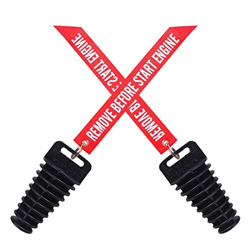 Image of 1.07 inch - 1.85 inch Muffler Exhaust Wash Plug, Motorcycle Dirt Bike 2 & 4 Stroke w /Streamer Remove Before Start Engine Rubber Exhaust Silencer (2 Pack) (1.07 inch-1.85 inch)