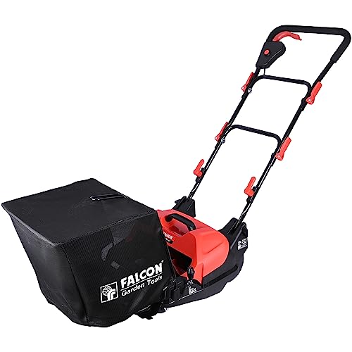 FALCON ‎Easy Drive + 600 Watt Electric Cylindrical Lawn Mower 13" Grass Cutting Machine with 23L Catcher Box & 3 Adjustable Heights for Maintaining Garden Yard Farm Upto 300 Square Meters