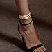 14K Gold Anklets for Women Waterproof Rhinestone Ankle Bracelet Layered Cuban Link Chain Diamond Anklet Beach Jewelry for Women (gold anklets style A)