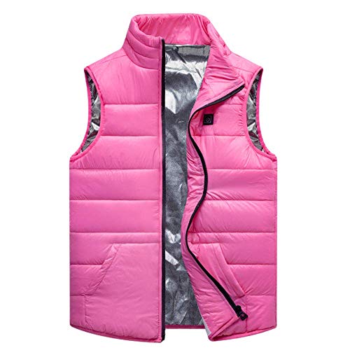 MNSSRN Elektrisch beheizte ärmellose Jacke, elektrisch beheizte Kinderweste, winterwarme Jungenweste, 3-14 Jahre alte Kinder und Jugendweste-Pink_130 Cover