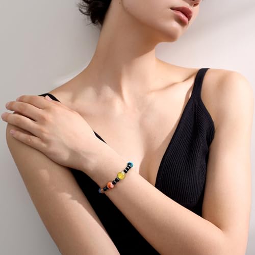 Solar System Eight Planets Guardian Star Bracelet Cosmic Jewelry with Natural Chakra Stones Adjustable Stretch Crystal Bracelet for Men Women Gift for Space Lovers3