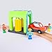 HANQIANN Car Wash Station Playset Toy for Wooden Train Track,Creative City Washer Scenes Pretend Play Toy Vehicles Train Accessory Preschool Learning Educational Toys for Toddlers Kids