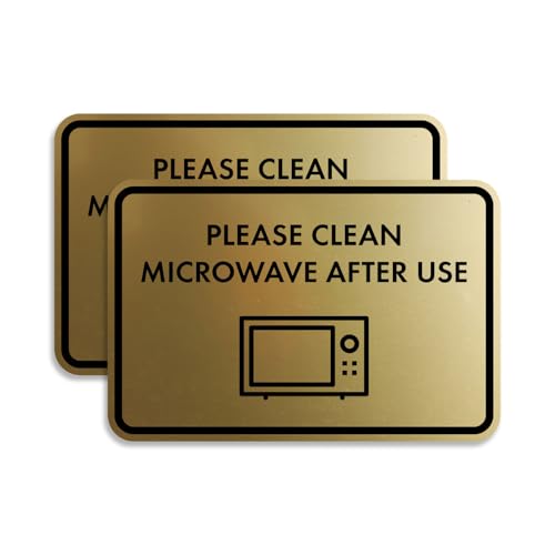 Classic Framed Please Clean Microwave After Use Sign (Brushed Gold) - Small 2 Pack