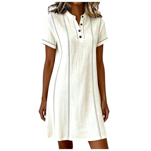 Robe été femme courte tendance fluide trapèze col V bohème chic légère