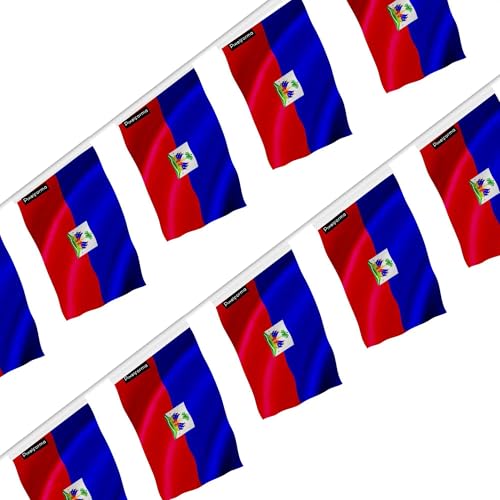 Guirlande drapeau Haïti de qualité supérieure avec 100 pavillons 14x21