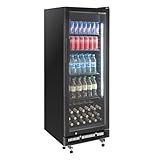 GastroHero Getränkekühlschrank GKS-230 I 230 L Getränkekühlschrank mit Glastür & LED I Flaschenkühlschrank abschließbar I Bierkühlschrank 0 bis +8 °C