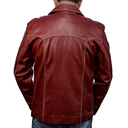 Tyler Durden Jacket Men-Fight club jacket for men-Tyler Durden Brad Pitt Maroon Faux Leather Coat Jacket4