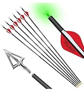 KEAUP 31 inch Carbon Hunting Arrows with 100 Grain Broadheads and .244/6.2mm Lighted Nocks Set, 6...