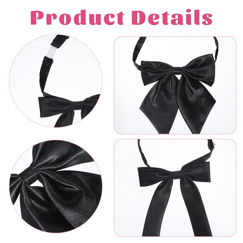 cobee2 Stück Fliege Schwarze, Vorgebundene Verstellbare Fliege Klassische Einfarbig Fliegen für Frauen Uniform Krawatten Elegantes Schleifen Ribbon Bow Tie für Schuluniform Party Hochzeit und Cosplay