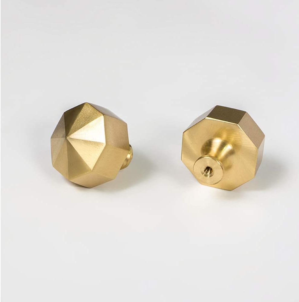 RZDEAL Solid Brass Knobs Beautiful Brushed Gold Kitchen Cabinet Knobs Contemporary Euro Style Dresser Drawer Knob Handles (8Pack Diameter:1.18"(30mm))
