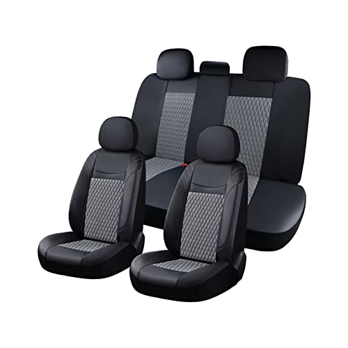 Coverado Car Seat Covers Full Set, 11 Pieces Universal Seat Covers For Cars, Pvc Car Seat Cushions, Auto Car Seat Protectors For Front And Rear, Driver Seat Covers Fit For Most Vehicles Gray #TOP25