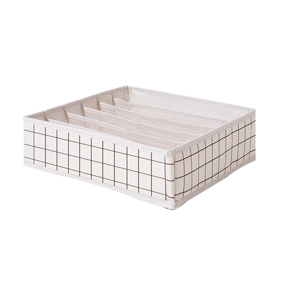 ETRGFTHU Underwear Storage Box Household Wardrobe Sundries Storage Drawer Compartment Design Breathable and Moisture-proof(Plaid)