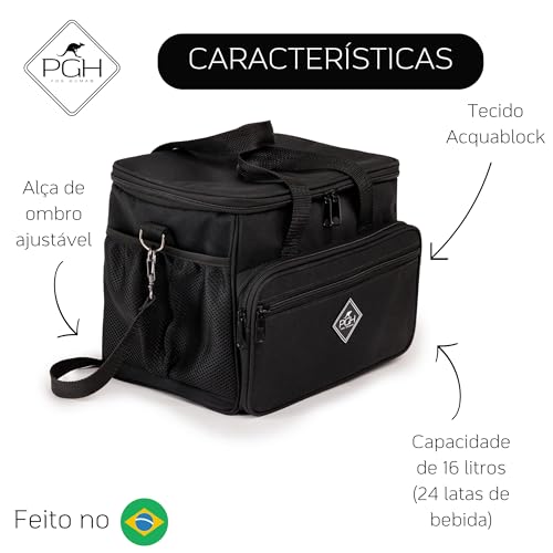Bolsa Térmica Grande 16 Litros, PGH, Modelo MASTER, Lancheira ideal para Viagens, Passeios e Churras