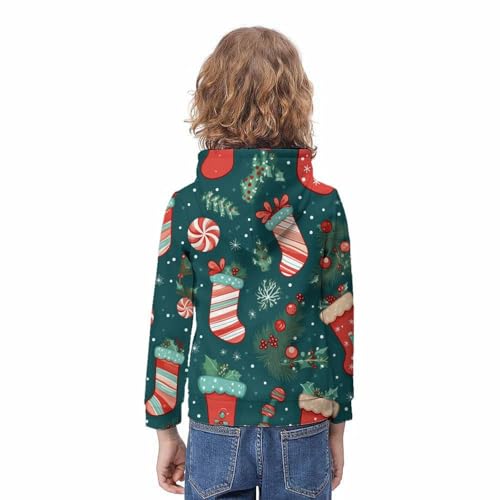 Pull de Noël 3D pour enfant le cadeau idéal avec capuche et poches - 4