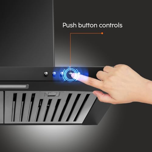 Glen 60 cm 1100 mยณ/hr T-Shape Kitchen Chimney || Baffle Filter||easy clean ||(Hood Kona, Push Buttons Control,Black) - Image 4