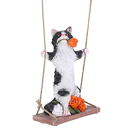 Garden Yard Statue, Cute Resin Animal Statue, Tree Hanging Decor, voor Park Garden Yard(Black cat on swing) - Image 7