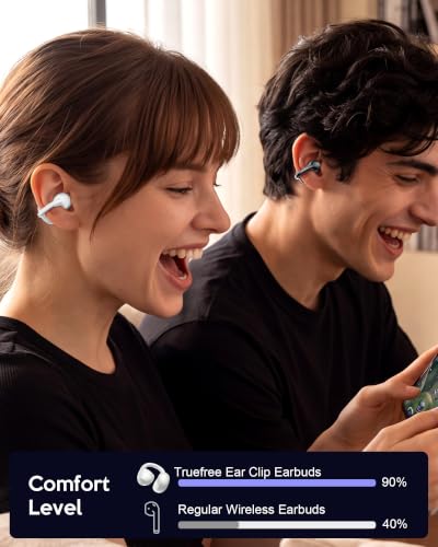 Image of Clip On Earbuds, Open Ear Earbuds Bluetooth 6.0, Sport Clip Headphones | Wireless Headphones With Smart Digital LED Display, ENC Clear Calls, IPX5, 40H Playtime for Driving Running Workout Cycling