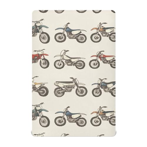 Image of Mazeann Vintage Dirt Bikes Crib Sheets Soft Breathable Fitted Baby Crib Sheets Mattress Cover for Girls Boys, 52" x 28" x 9"