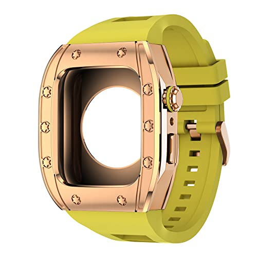 Mod kit boîtier métal Apple Watch 45mm 44mm et bracelet caoutchouc pour iWatch Series 8 7 SE 6 5