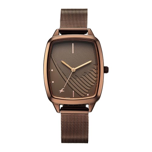 Fastrack Wild Bird Feather Brown Dial IP Brown Stainless Steel Strap Watch for Women - 6321QM02