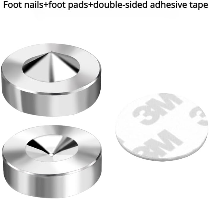 4 Pcs HiFi Audio Speaker Spikes 304 Stainless Steel Speakers Repair Parts Foot Nail Pad Anti-Shock Shock Absorber Nail Seat(4PCS Nail and Pad)