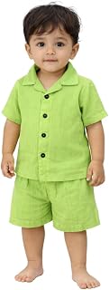 Lil Hooman Pure Cotton Short Sleeve Night Dress Combo Set | Boys Girls Indoor Wear Top with Pyjama | Nightwear Sleepwear P... Price In India