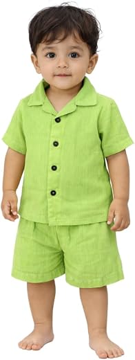 Lil Hooman Pure Cotton Short Sleeve Night Dress Combo Set | Boys Girls Indoor Wear Top with Pyjama | Nightwear Sleepwear P...