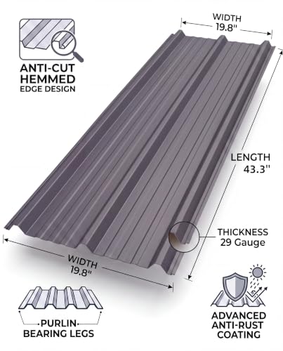 Image of GarveeLife Ribbed Metal Roofing Panels, 178 Ft