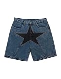 Aelfric Eden Star Jean Shorts Mens Streetwear Denim Shorts Casual Y3K Patchwork Jean Jorts Blue