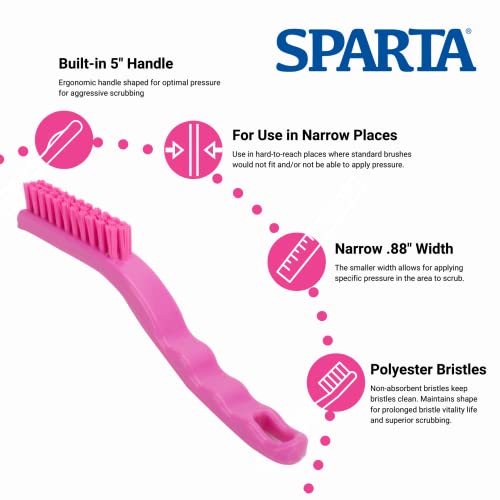 Image of SPARTA Detail Brush Grout Brush, Crevice Brush with Hanging Hole for Bathroom, Kitchens, Countertop, Plastic, 9 Inches, Pink