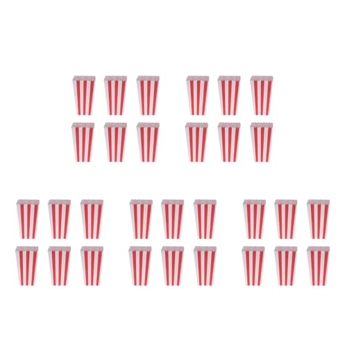 LOGOFUN 120PCS Popcorn Boxes Paper Containers with Stripe Pattern for Movie Theater Wedding Favors Dessert Tables Supplies - Red