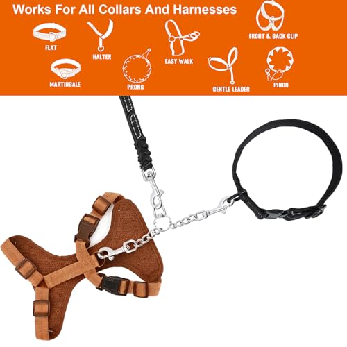 Xindojuz 8.3 Inches Dog Harness Collar Leash Connector, Harness to Collar Safety Clip, Metal Stainless Steel Heavy Duty Dual Clasps Leash Backup Clip for Prong Collars, Escape-Proof Safety Accessory - Image 6