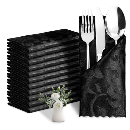 Eychei Black Satin Napkins 17x17